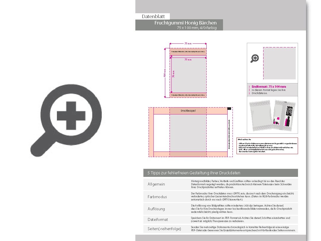 Product Bild fruchtgummi-t__tchen_20g_honig_(form__b__rchen)__4_0_farbig_einseitig_bedruckt